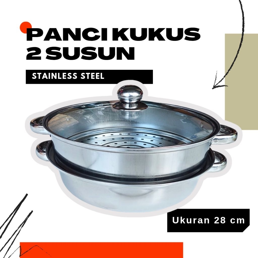 Panci Kukus steamer 2 Susun TD KUKUSAN 28 CM Panci serbaguna rebus dan kukus