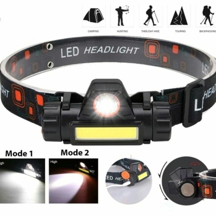 HEADLAMP LED RECHAGER / Headlamp Lampu LED Senter Kepala / Senter Kepala Outdoor LED USB Headlight R