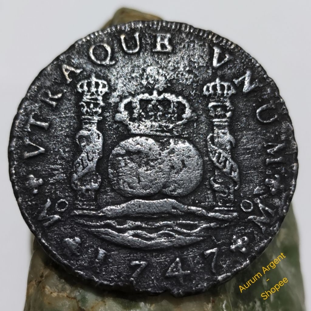 RR.6-- 1 PC KOIN PERAK KUNO ASLI 8 REALES FERDND VI TH 1747. -- SILVER COIN--