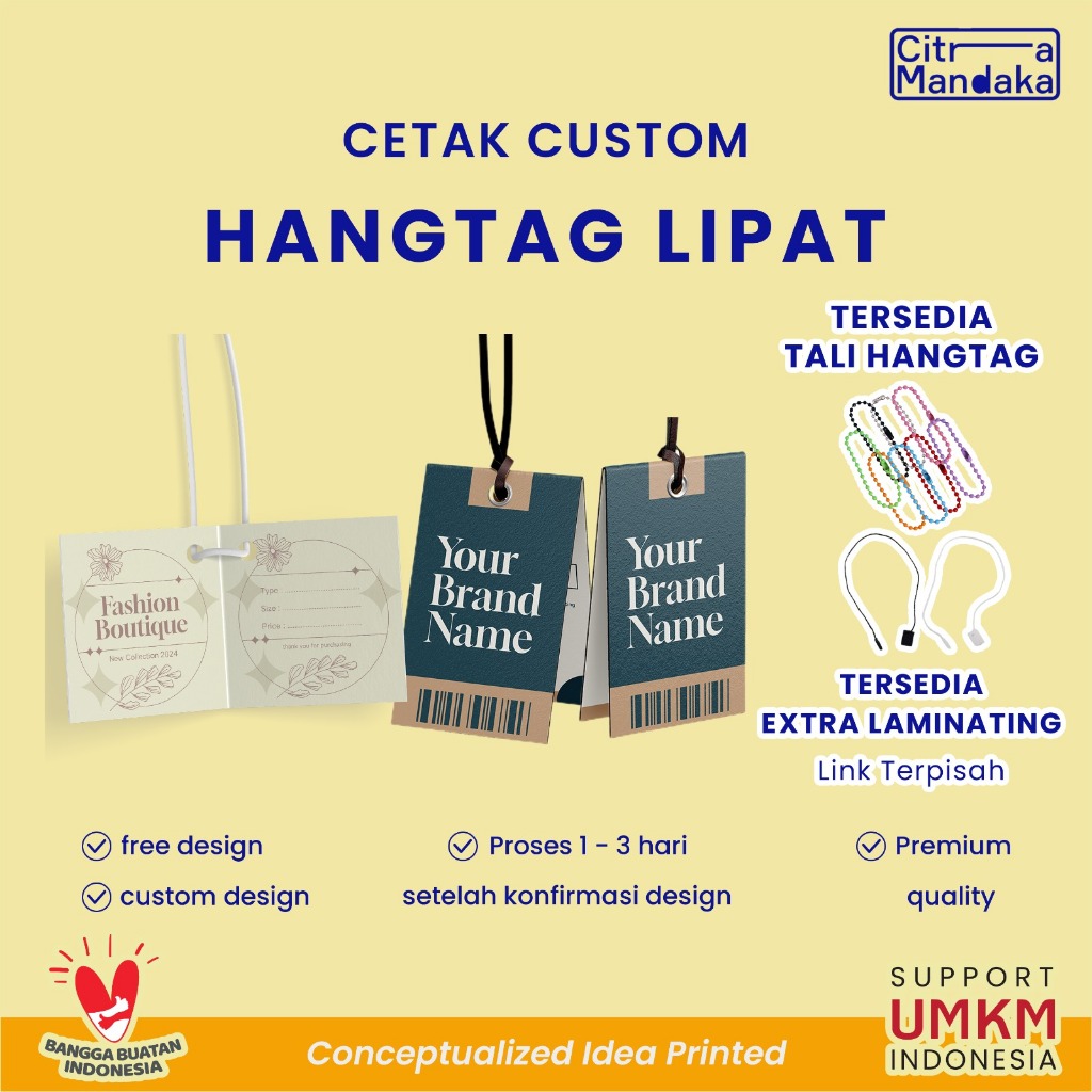 Hang Tag Custom Lipat 1 Sisi Baju | Aksesoris | Souvenir | Tag Label Baju | Hampers 2 Sisi