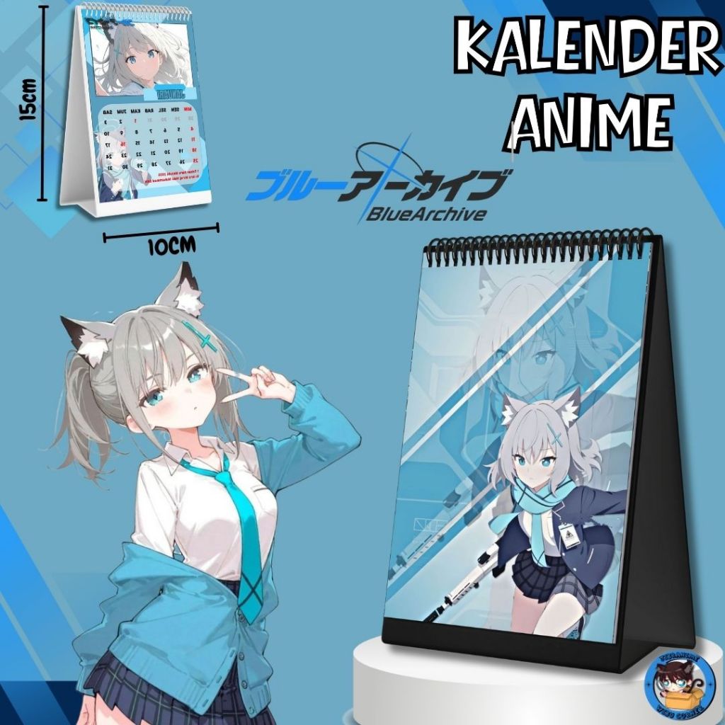 CALENDAR ANIME 2026/ KALENDER SHIROKO BLUE ARCHIVE / KALENDER MEJA 2026/ SHIROKO BLUE ARCHIVE