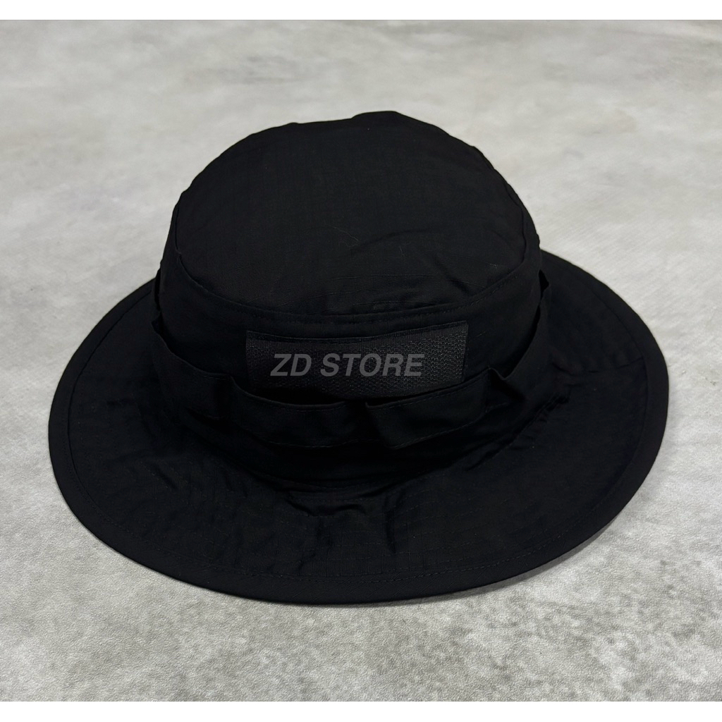 Topi Rimba TACTICAL Hitam Jatah BRIMOB/Topi Rimba Perekat Hitam