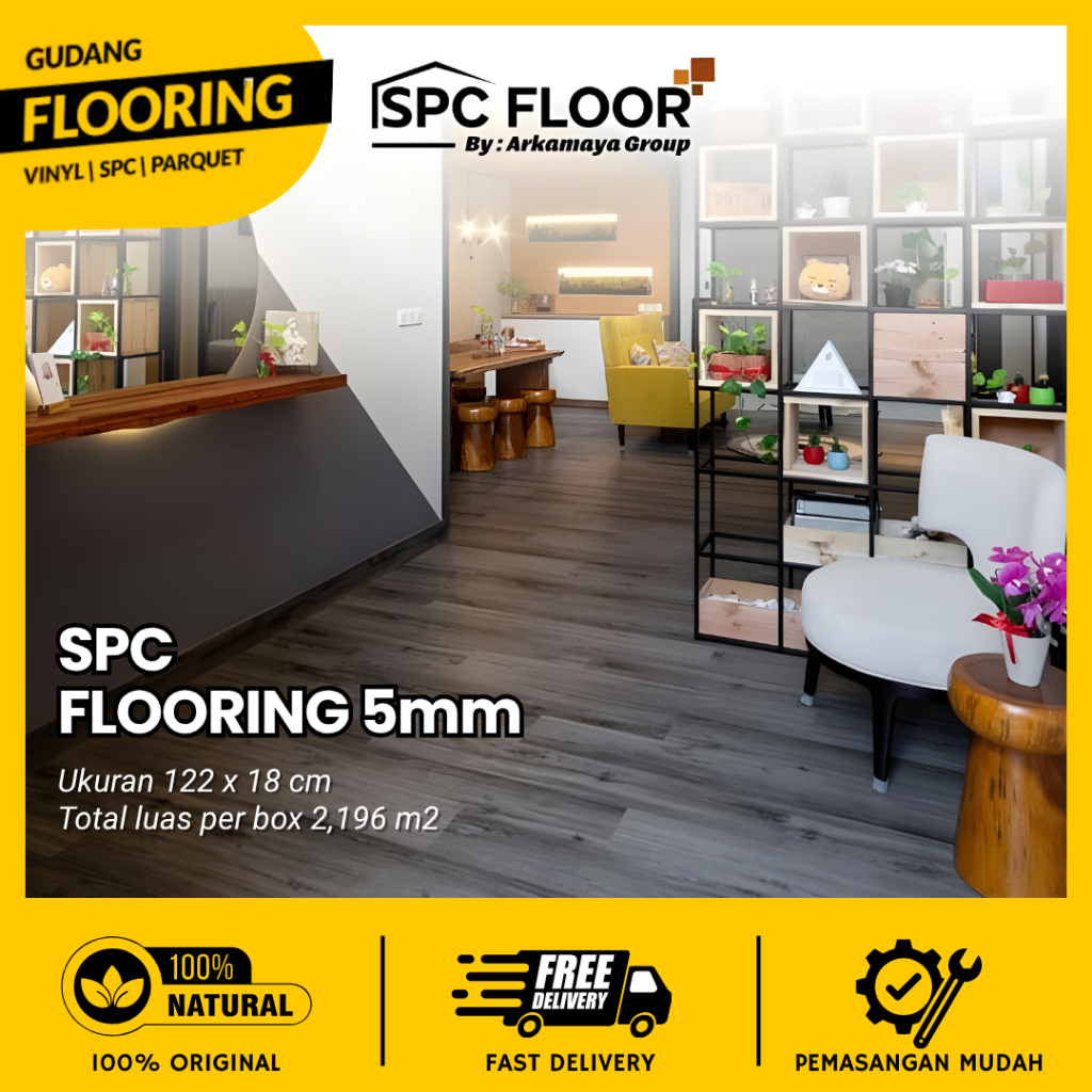 Lantai SPC ARKAMAYA setara SPC ALMAFLOR | Lantai SPC Hanya Motif Kayu