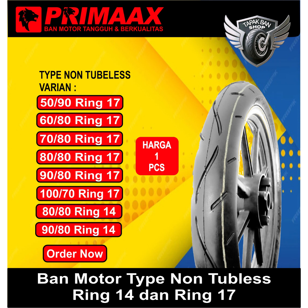 Ban Motor PRIMAX Sk01 Ring 14 & 17 Baru Dan Original ( Non Tubles )