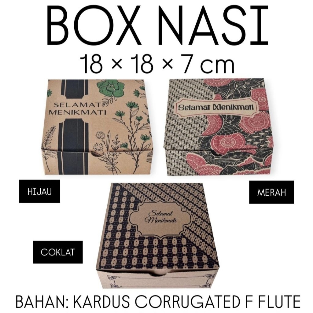 (MIN ORDER 50 PCS) BOX CATERING F FLUTE 18x18x7 / DUS NASI / KOTAK TAKEAWAY