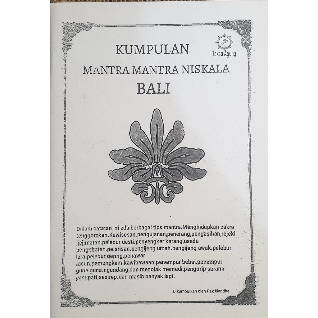 BUKU KUMPULAN MANTRA MANTRA  NISKALA BALI | BUKU WAWASAN HINDU