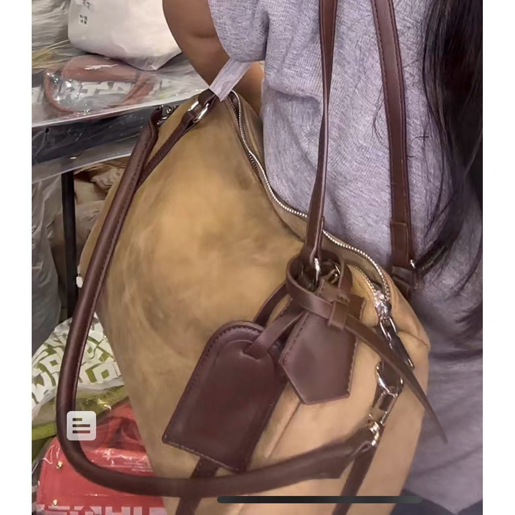 Lassiewear Gie Clothing Tas Raisa Dupe Elpong Hobo Suede Kopi Brown Khaki