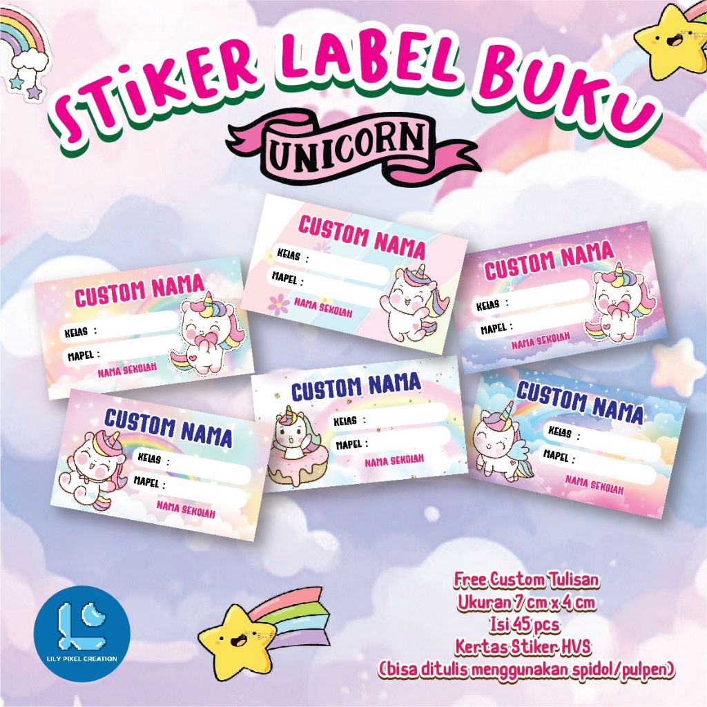 Stiker Label Nama Buku Custom Stiker Nama Buku Pelajaran Anak PAUD TK SD SMP