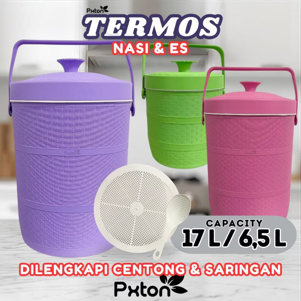 PXTON-Termos Nasi Es Batu 6,5 Liter GRATIS Centong/Wadah penyimpanan /Termos Nasi Es batu