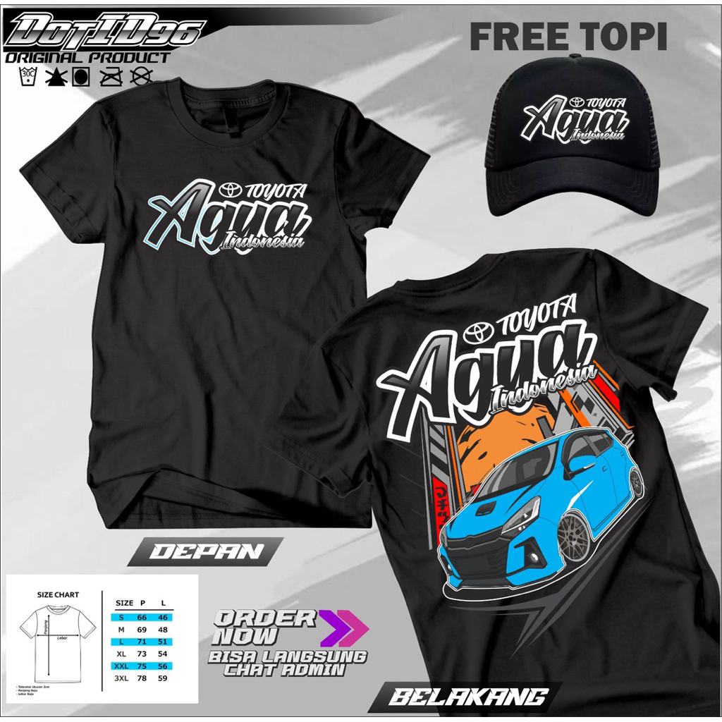 kaos Toyota agya gratis topi baju pria wanita