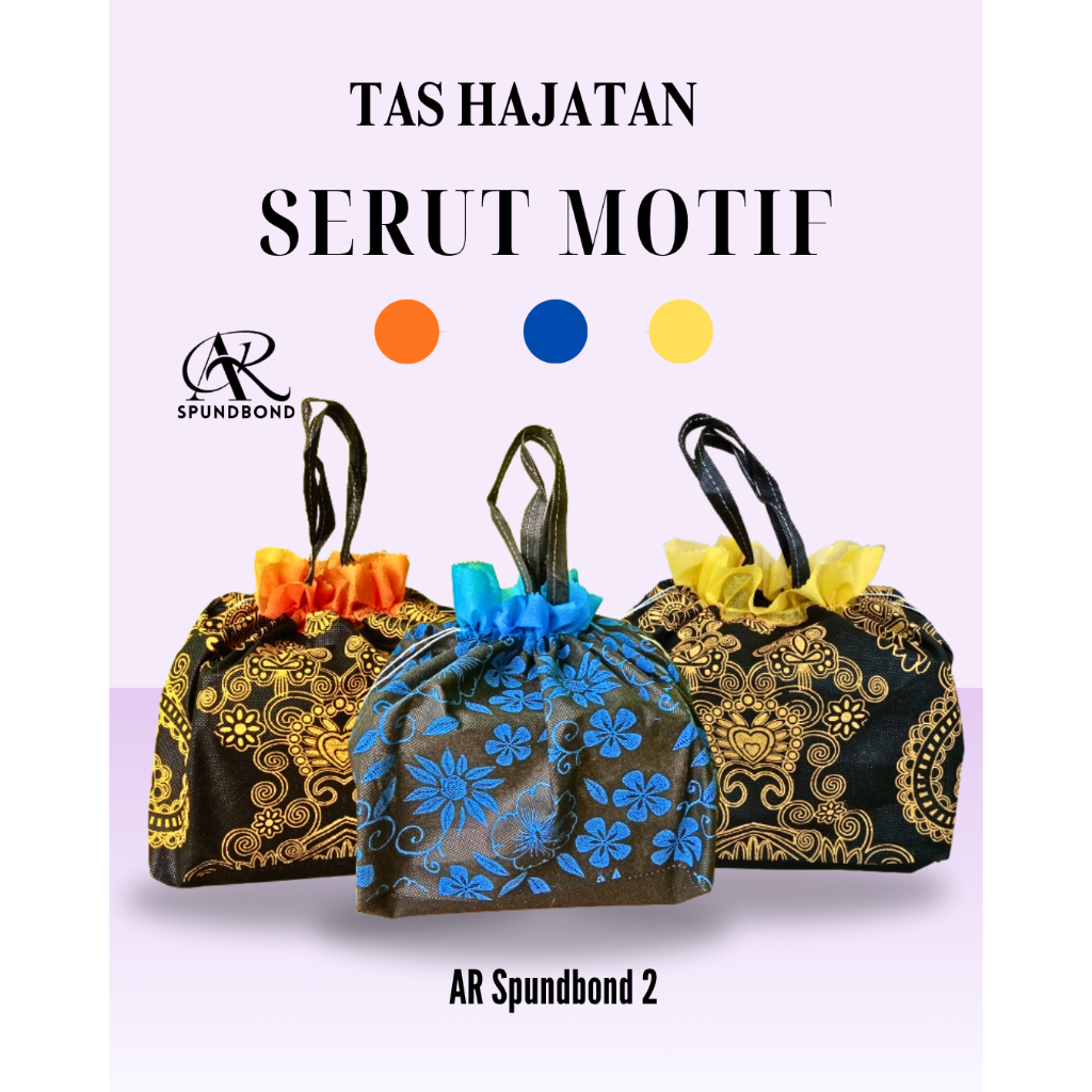 1LUSIN (12PCS) Tas Hajatan | Tas Serut Motif | Goodiebag Hajatan | Tas Spunbond