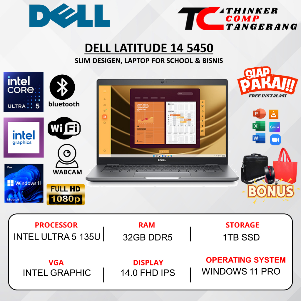Dell Latitude 14 5450 Intel Ultra 5 135U 32GB DDR5 1TB 14.0 FHD IPS Win11Pro