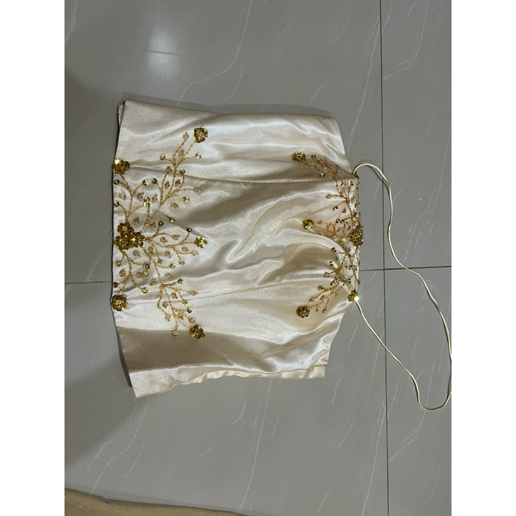 Gaun Pesta White Glitter Gold Atasan + Rok Preloved