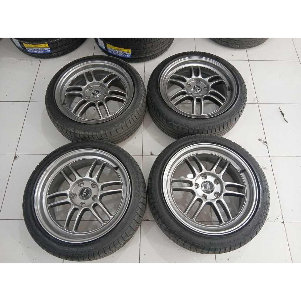 VELG MOBIL RACING ENKEI RING 17 LEBAR 7,5 LUBANG BAUT PCD 5X114 ET42 + BAN ACCELERA 215 45 R17 PELEK
