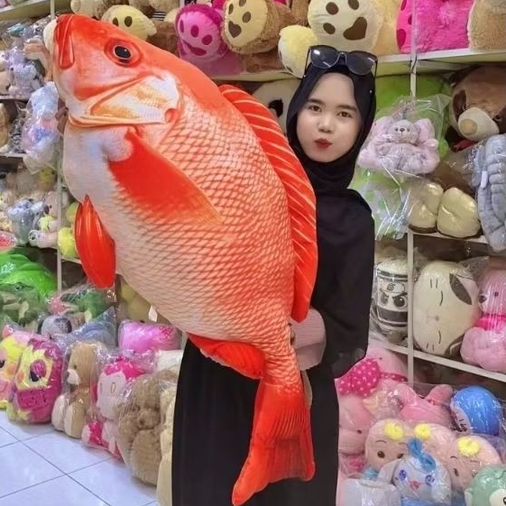 IKAN JUMBO BONEKA IKAN KAKAP MERAH CUTE PREMIUM UKURAN JUMBO SEKURSI ORANG DEWASA