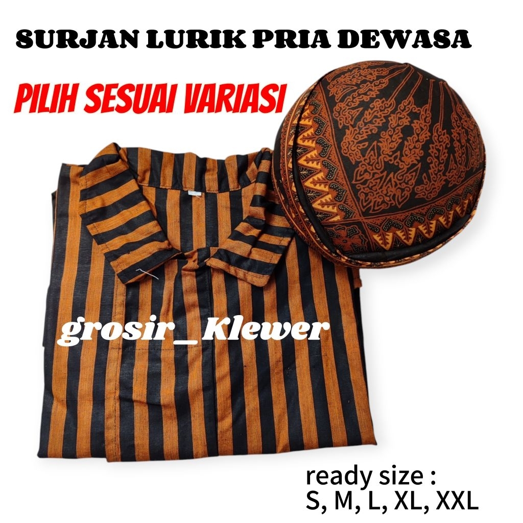 Baju adat jawa / baju lurik pria + blangkon / surjan lurik / baju jawa / baju lurik