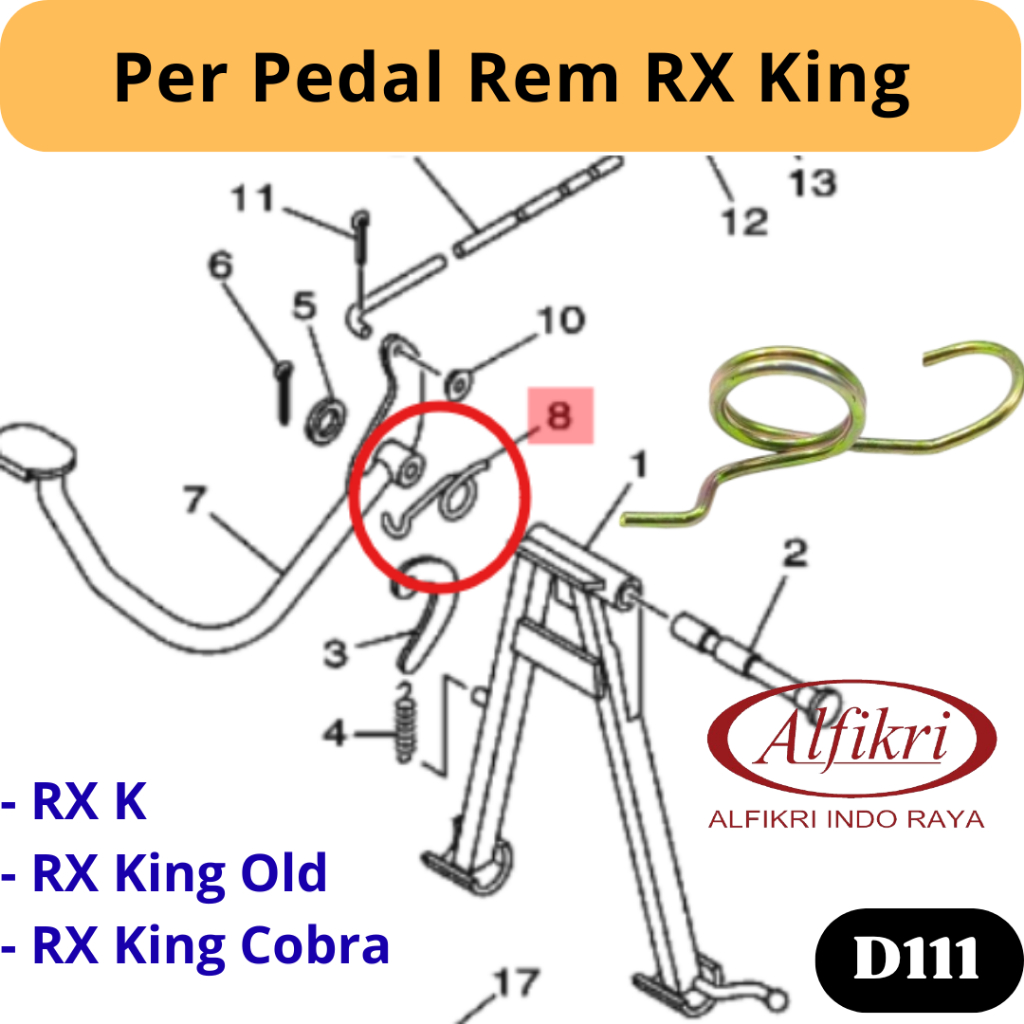 D111 Peer Pir Injakan Injekan Pijakan Rem Belakang Yamaha RXK RX K RX King Cobra - Per Pedal Rem RX 