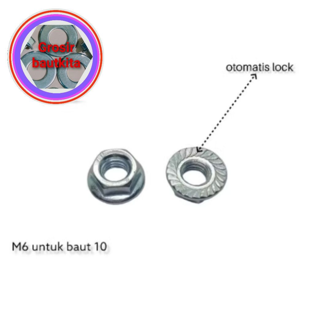 1,PCS..MUR BAUT 10.MUR Flange M6 MUR PAYUNG, MUR TOPI, MUR KUPING, MUR UNTUK SEMUA JENIS BAUT KONCI 