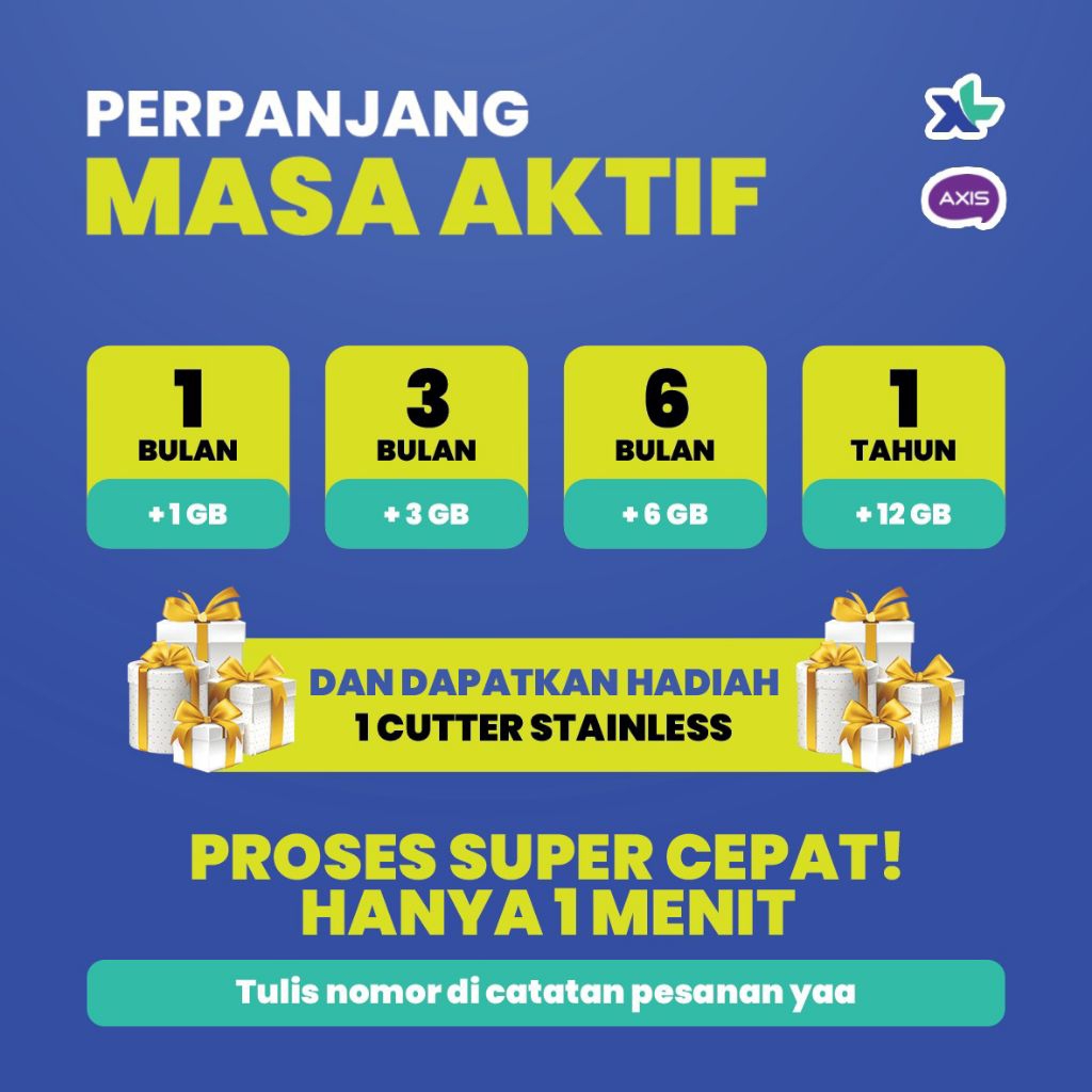 MASA AKTIF XL 1 BULAN, 3 BULAN, 6 BULAN dan 1 TAHUN
