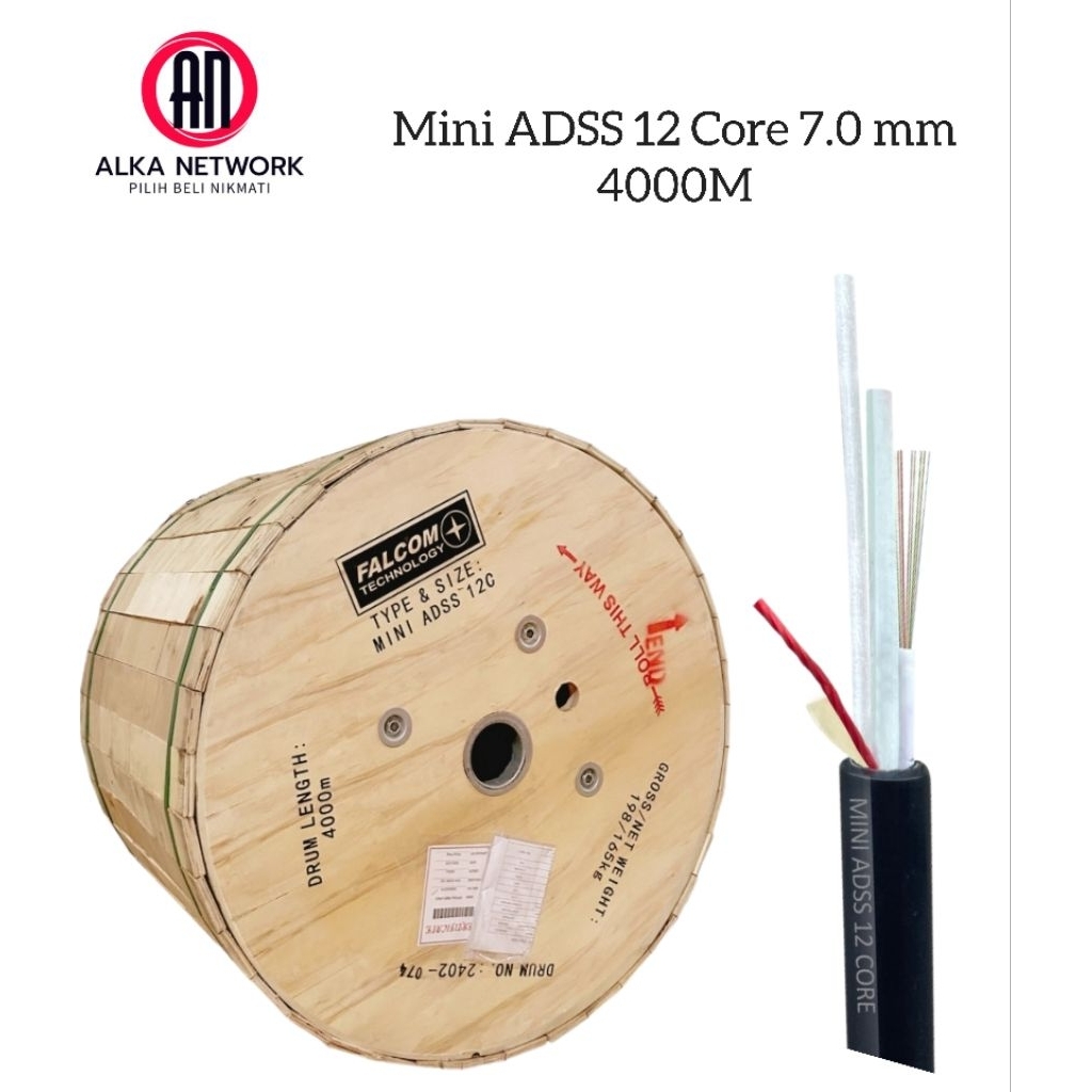 Kabel fiber optik mini ADSS 12 Core 4Km