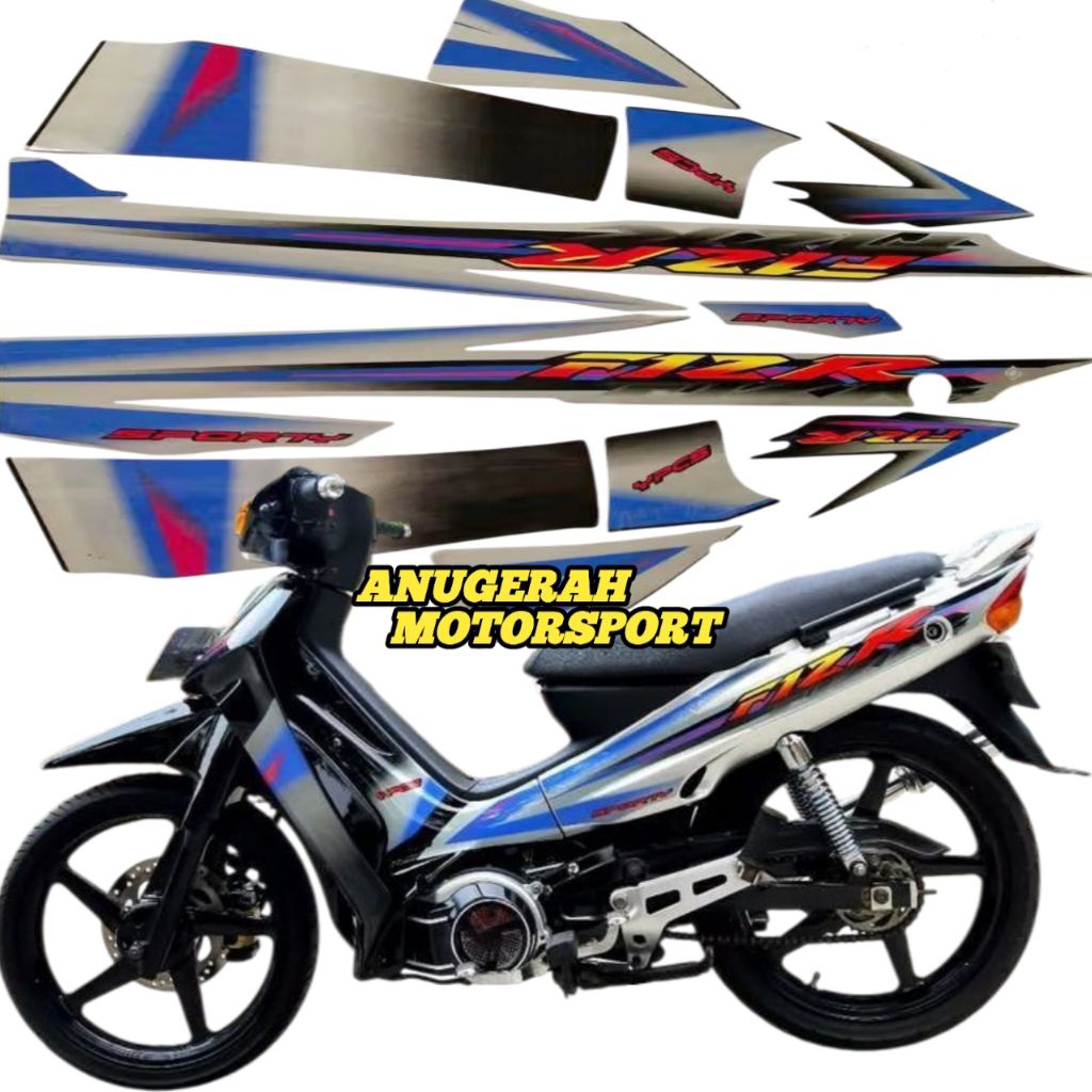 striping / sticker lis fiz r 2003 hitam silver grafis biru f1zr/fizr