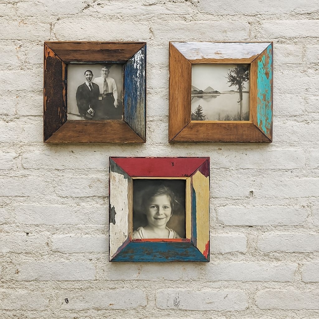 Frame Pigura Foto Bingkai Kayu Recycled Cat Kapal Vintage