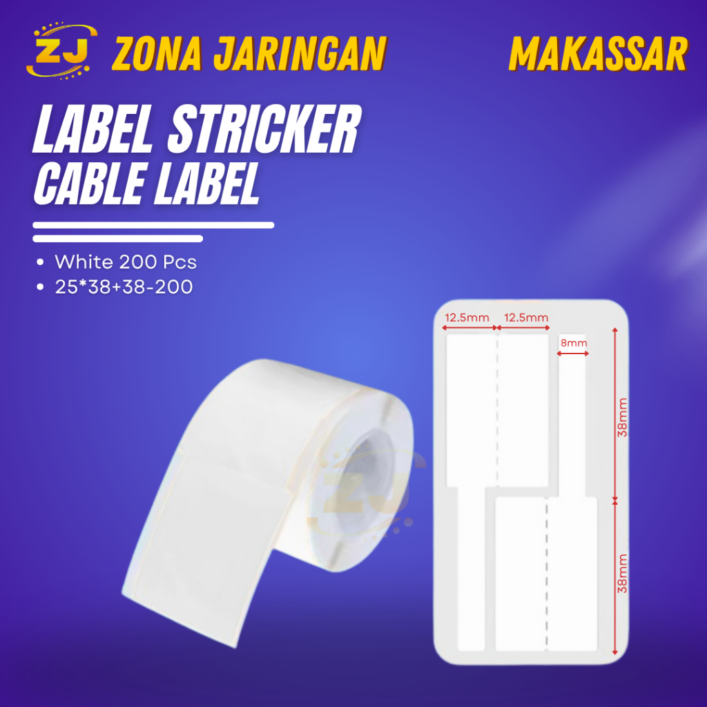Stiker Label Kabel Jaringan/LAN/Fiber Optic/Listrik Anti Air Cable Label Sticker