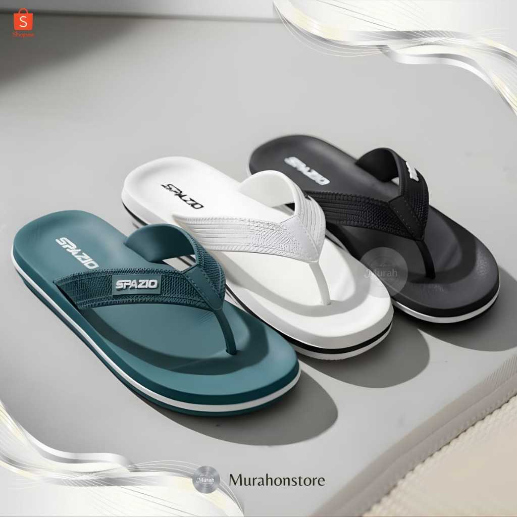 Sandal jepit pria spazio karet PVC santai model classic sendal pria kekinian Terlaris