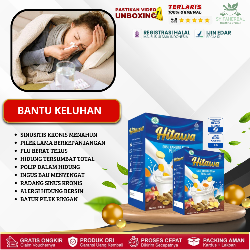 HITAWA OBAT SINUSITIS PILEK MENAHUN FLU BERAT HIDUNG TERSUMBAT POLIP HIDUNG INGUS BAU RADANG SINUS A