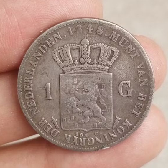 koin perak 1 Gulden Willem 2 thn 1848