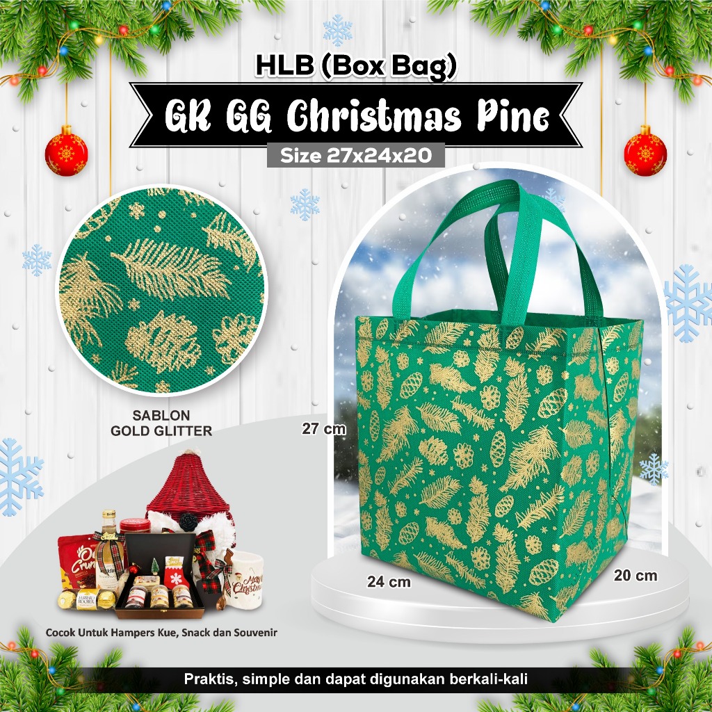 [BISA CUSTOM] Tas Hampers Natal Goodie Bag Natal Tas Hampers Christmas Tas Bingkisan Natal 27x24x20