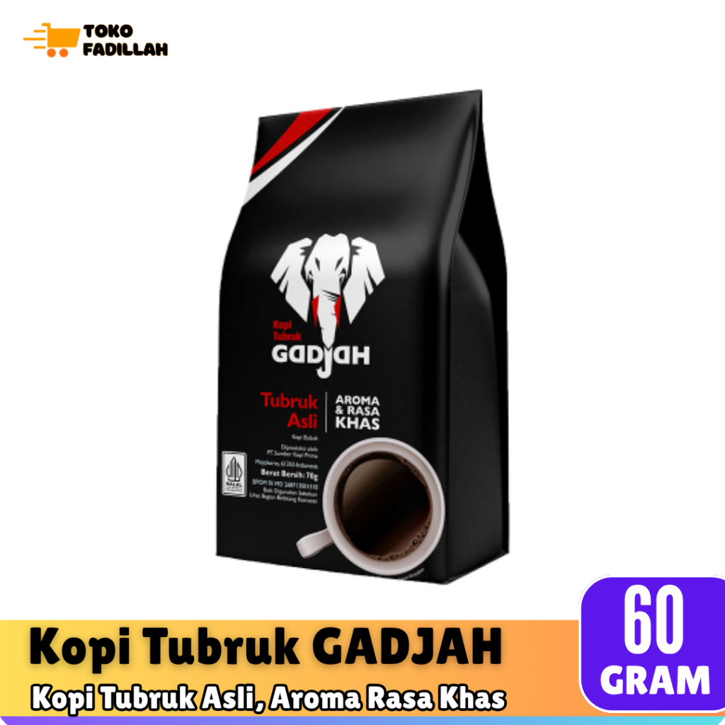 Kopi Tubruk Gadjah Asli Pouch 60gr / Kopi Gajah Murni