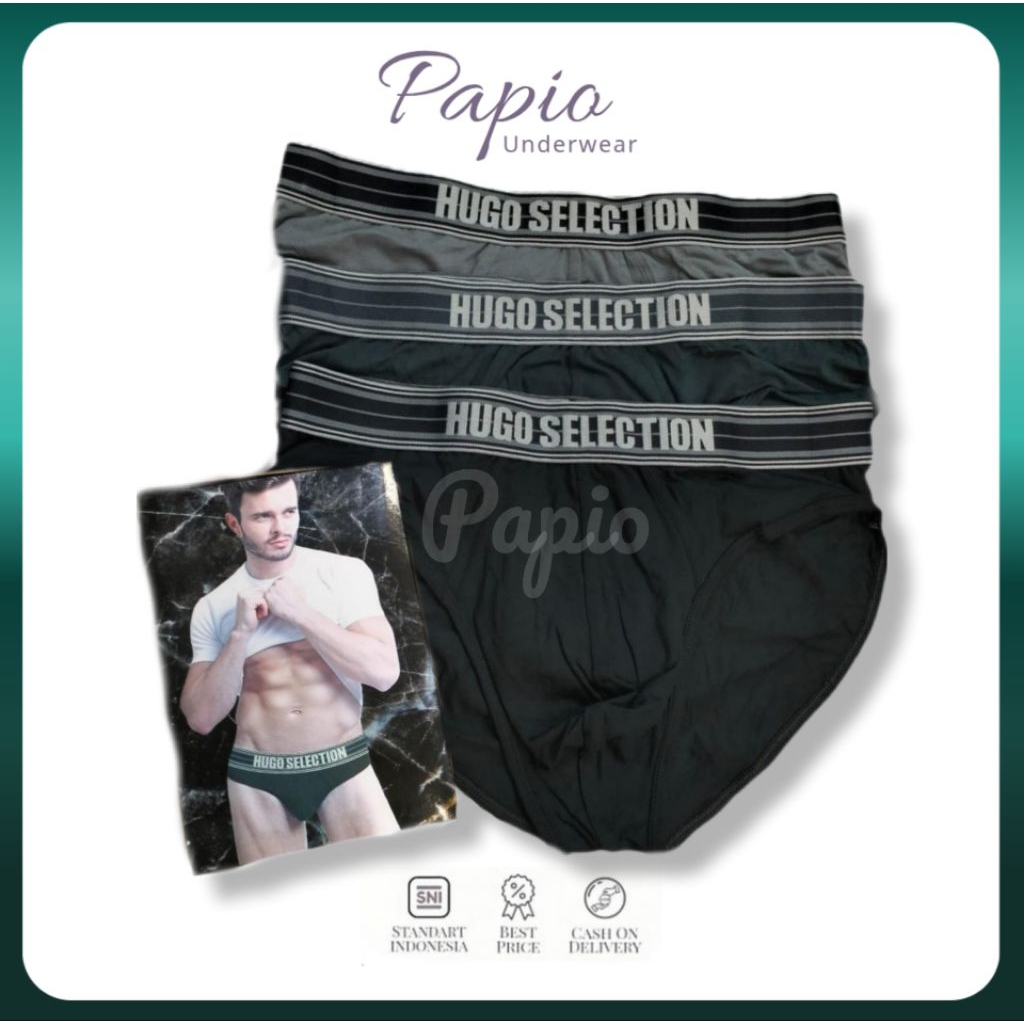 Papio - [3 PCS] Celana dalam pria laki-laki HUGO/HUGO SELECTION