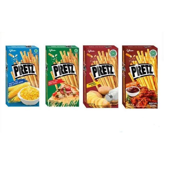 glico pretz mini sachet 11gr isi 12 - pretz biskuit asin - glico pretz ori - pret rasa pizza - bisku