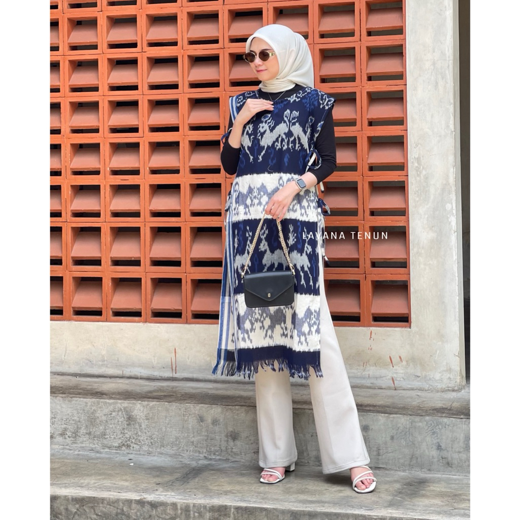 Vest Tenun Panjang VENIRA Series Vest Baju Rompi Wanita Panjang Outer Vest Wanita Dewasa