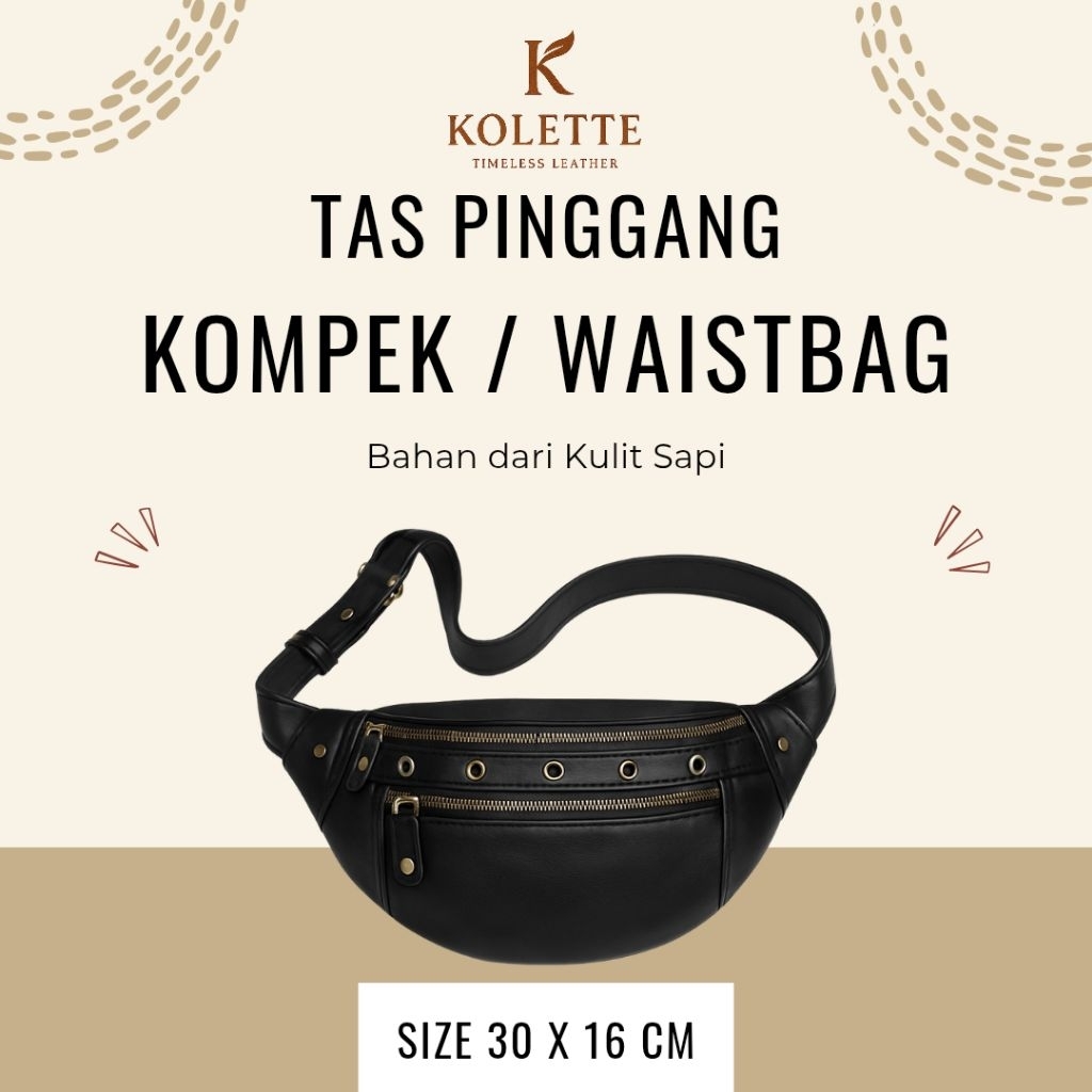 Kompek kulit / tas kulit asli / tas pinggang kulit