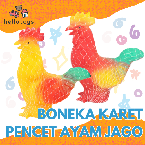 HELLO TOYS Mainan Anak Boneka Pencet Karet Ayam Jago Besar Pencet Jerit Encit Bunyi Suara Nyala Lamp