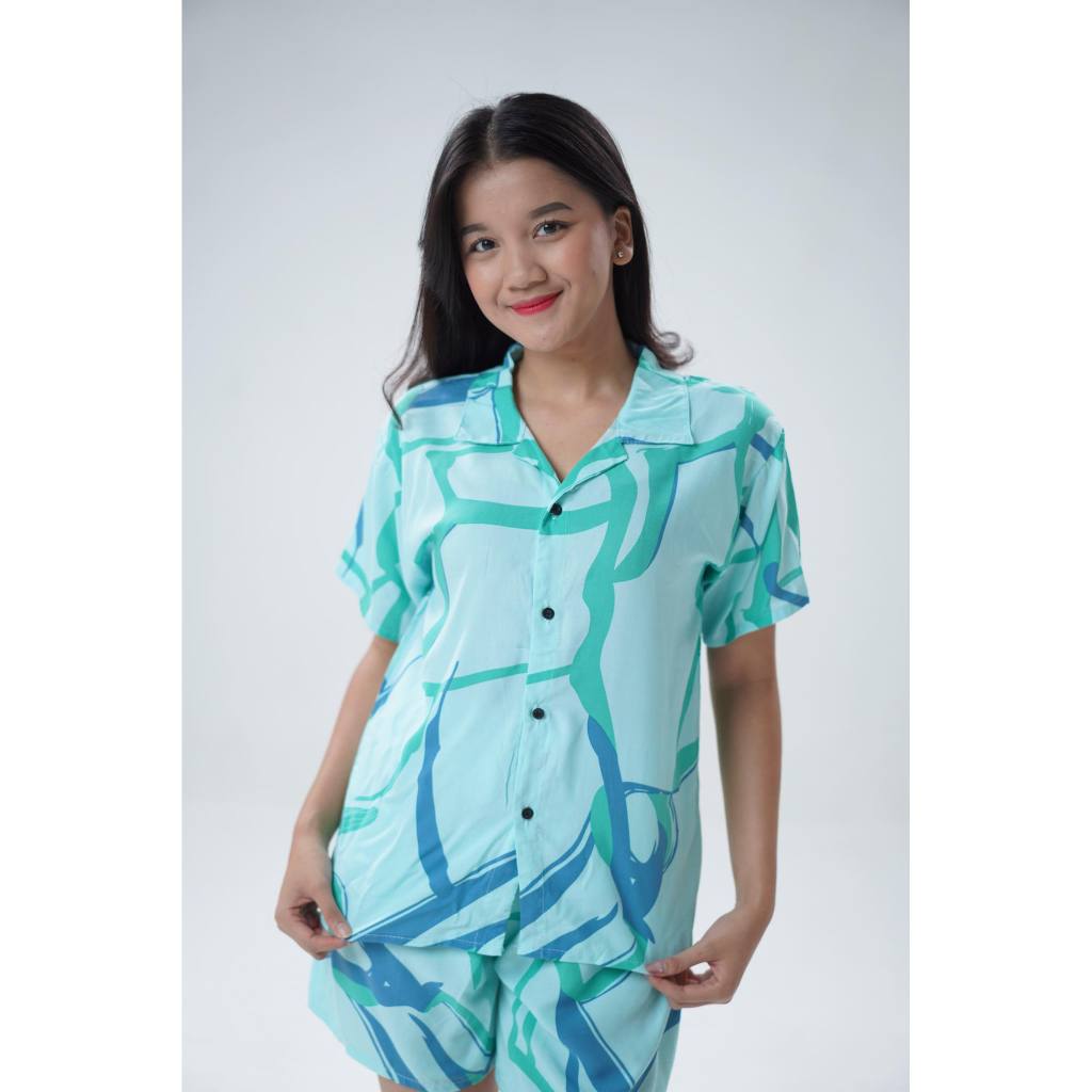 One set Pyama motif macan baju Wanita leopard setelan rayon Bali