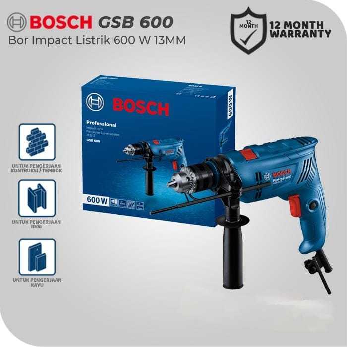 BOSCH Bor Beton Tangan Listrik 13mm Impact Drill 13mm BOSCH GSB 600