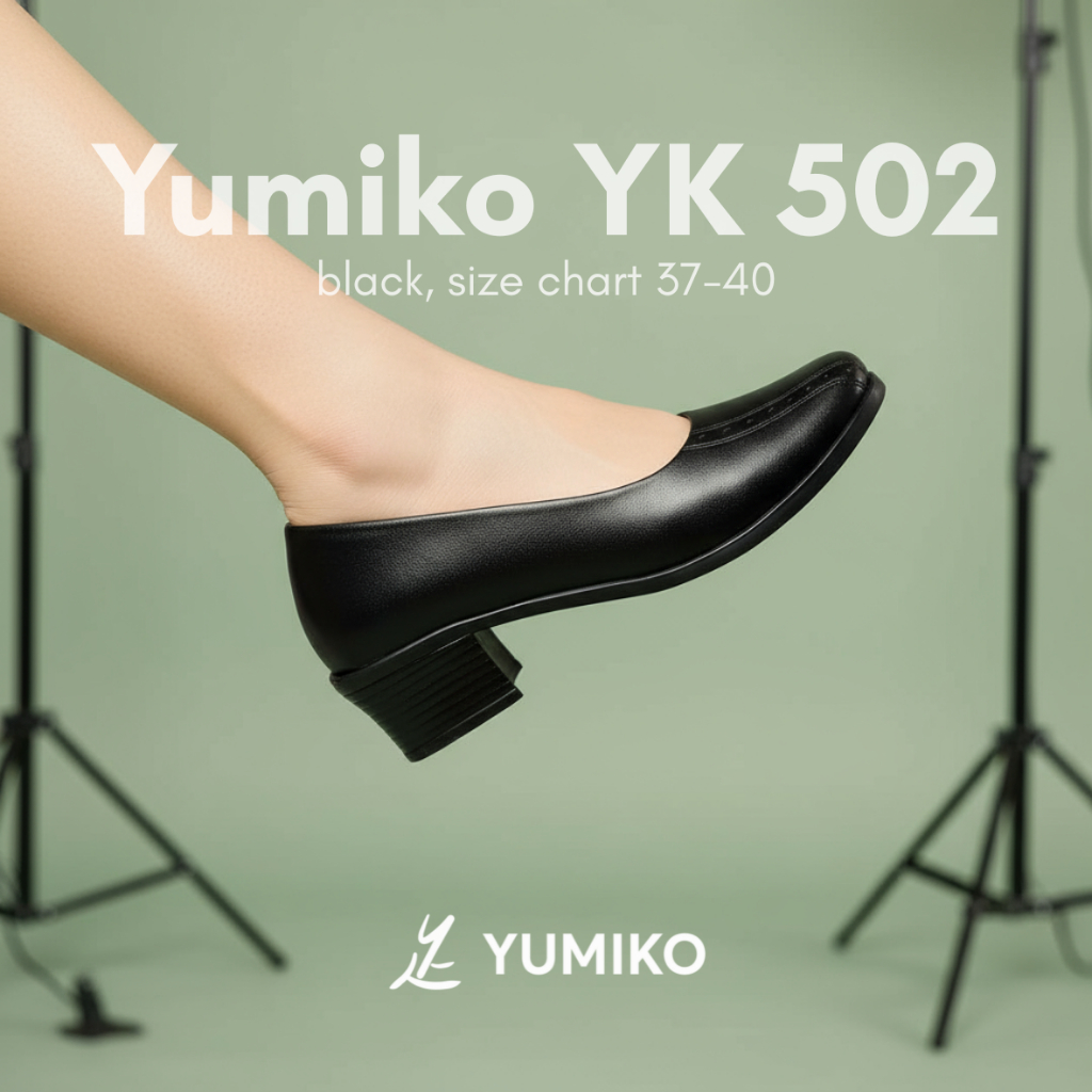 Yumiko YK 502 Heels 5 cm Motif Sepatu Pantofel Wanita Sepatu Kerja Wanita Kantor Hitam
