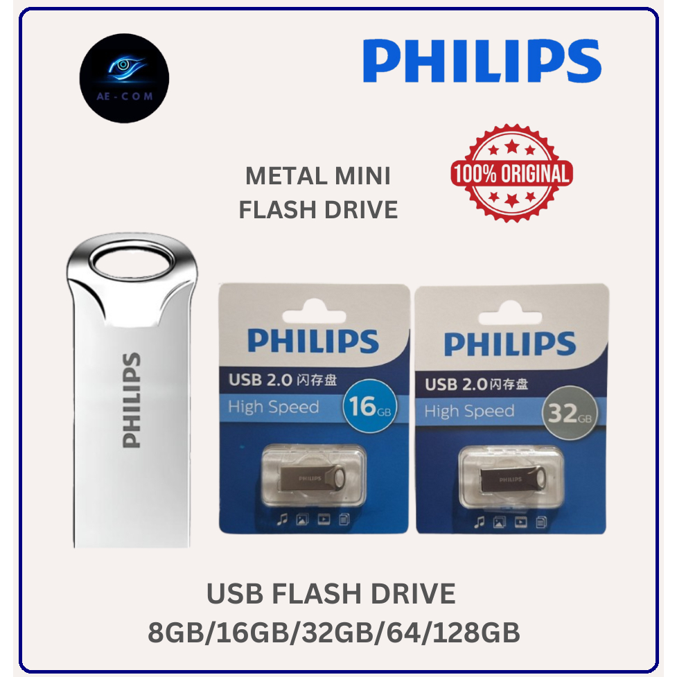 USB FLASHDISK PHILIPS METAL SILVER 8GB