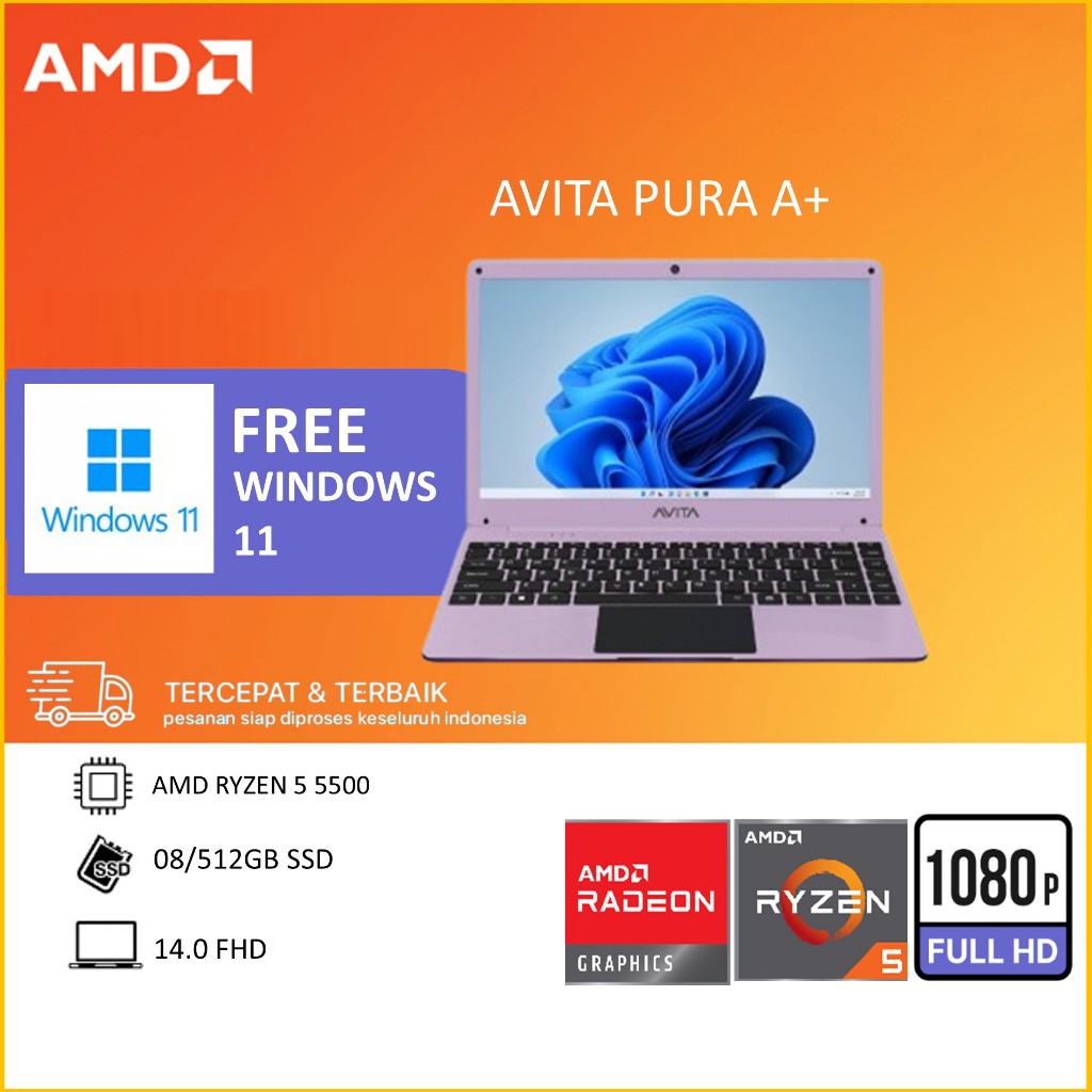AVITA PURA A+ RYZEN 5 5500 RAM 8GB 512GB W11 14.0FHD