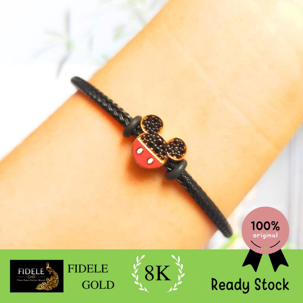 Gelang charm mickey mata fashion 375 ubs gold