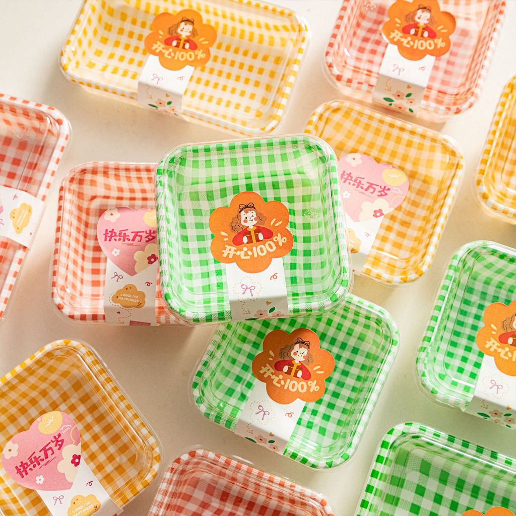 TORECA KOTAK DESSERT KUE PUDDING MOTIF KOTAK UKURAN 12x12x7cm MOCHI BOX CAKE CASE PAPER BOX COOKIES 