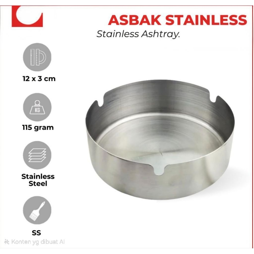 Asbak Bulat Stainless Steel Tebal Modern | Asbak Cafe Style 10 Cm & 12 Cm