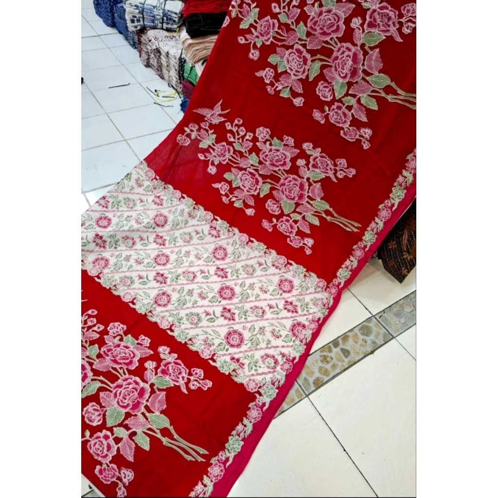 Kain Batik Katun Premium Motif Bunga Mawar Cantik