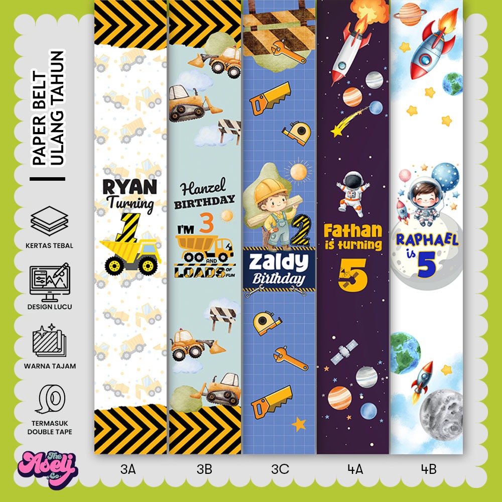 Paper Belt Custom Tema Ulang Tahun – Hiasan Kemasan Hampers & Souvenir Anak