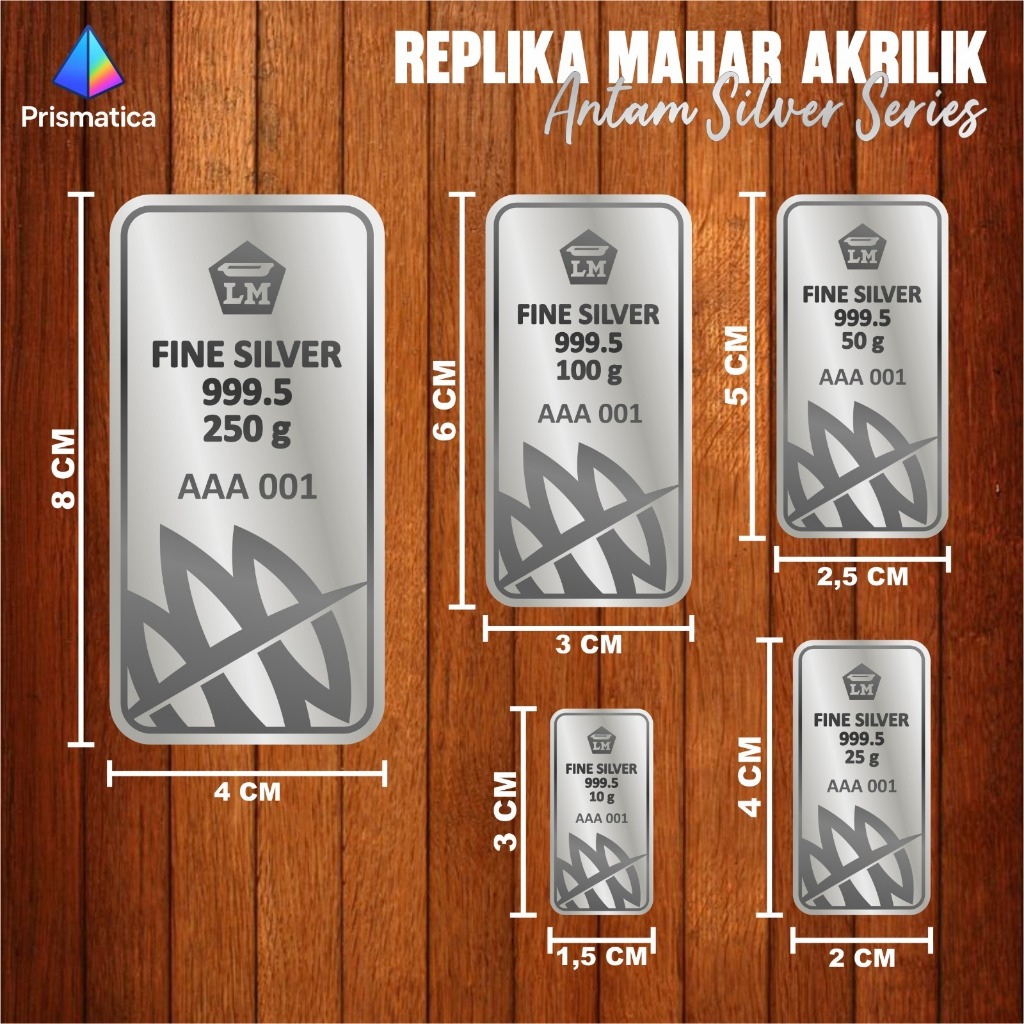 LOGAM MULIA [50 GR SILVER SERIES] - REPLIKA PERAK BATANGAN - DEKORASI MAHAR AKRILIK READY STOCK