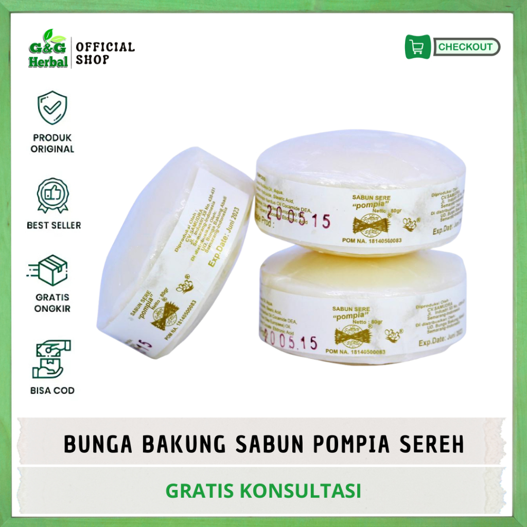 Sabun Sereh POMPIA per pcs | Sabun Pompia |Sabun Sereh 80 gr