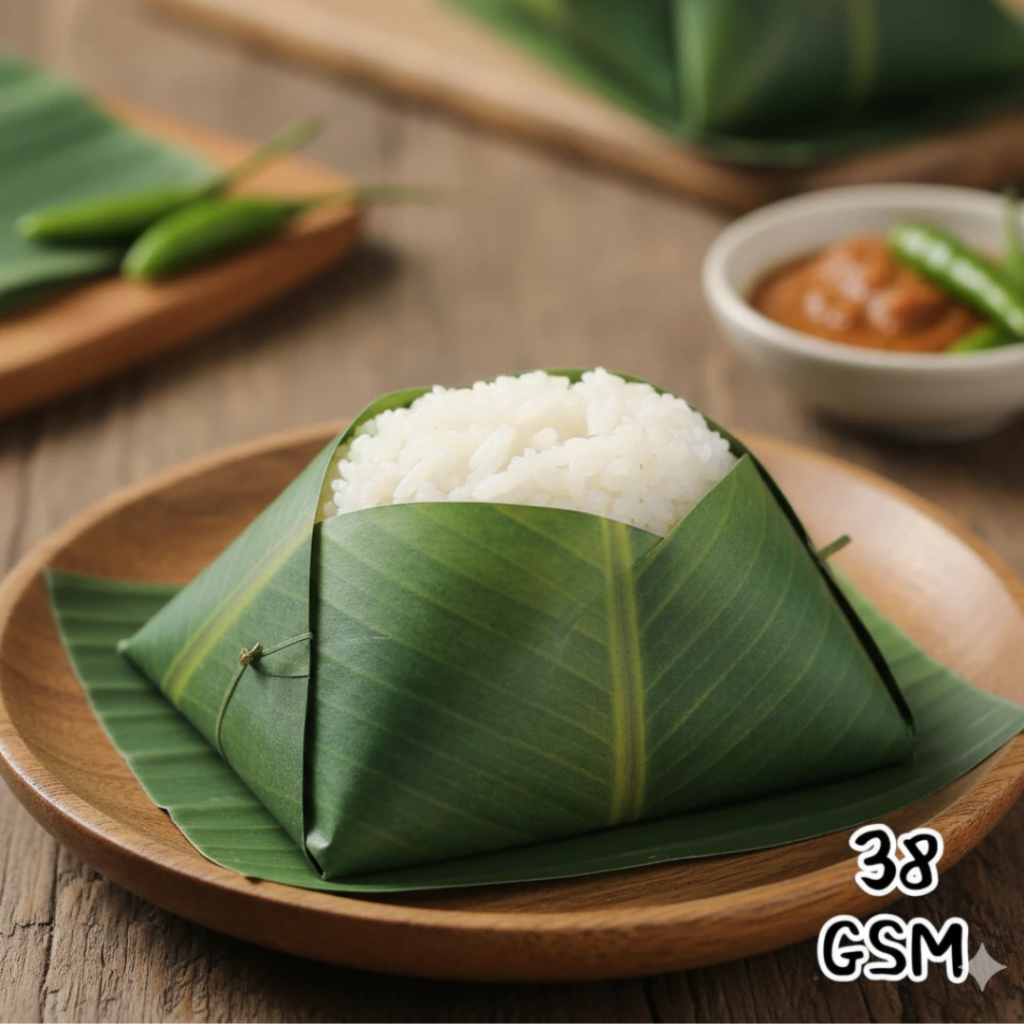 Kertas Nasi Laminasi Motif Daun Pisang Anti Lengket - isi 50 pcs